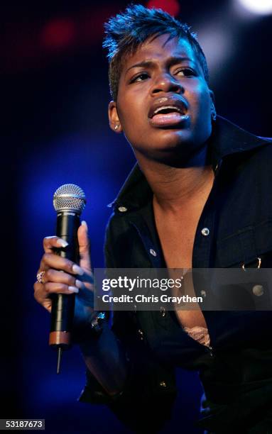 Singer Fantasia performs at the 2005 Essence Festival at the New Orleans Superdome on July 2, 2005 in New Orleans, Louisiana.