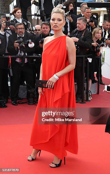 Kate Moss attends the 'Loving' premiere during the 69th annual Cannes Film Festival at the Palais des Festivals on May 16, 2016 in Cannes, France.