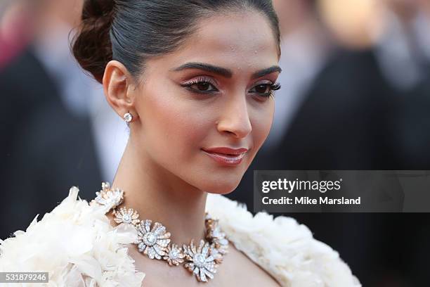 Sonam Kapoor attends the 'Loving' premiere during the 69th annual Cannes Film Festival at the Palais des Festivals on May 16, 2016 in Cannes, France.