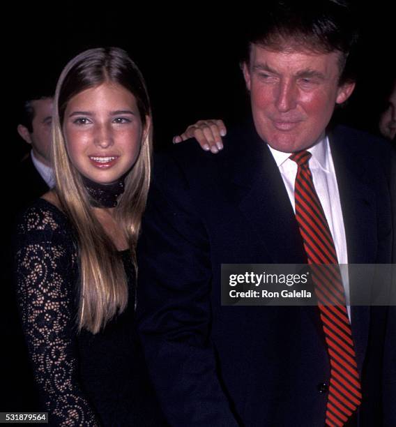 Donald Trump and Ivanka Trump attend 50th Annual Birthday Party for Donald Trump on June 13, 1996 at Trump Tower in New York City.