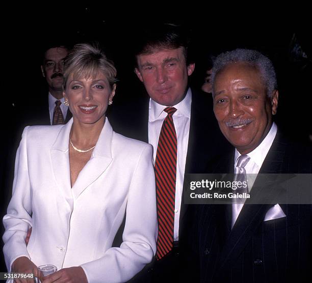 Donald Trump, Marla Maples and David Dinkins attend 50th Annual Birthday Party for Donald Trump on June 13, 1996 at Trump Tower in New York City.