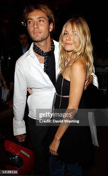 Jude Law and Sienna Miller attend the Official Aftershow Party following "Live 8 - London", at Elysium, Cafe Royal on July 2, 2005 in London,...