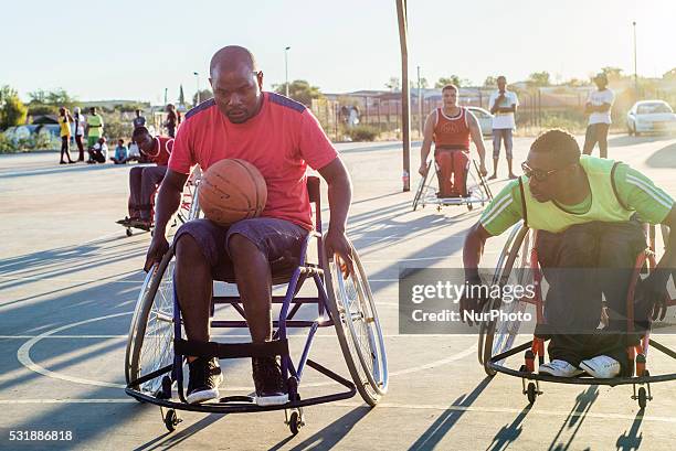 Players of Wheel-Ability Sports Club basketball team have their training in Katutura, Windhoek, Namibia. Every Sunday they invite people from the...