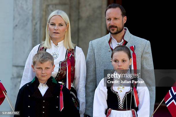 Crown Prince Haakon, and Crown Princess Mette-Marit of Norway, with their children Princess Ingrid Alexandra, and Prince Sverre Magnus attend the...
