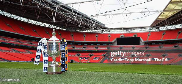 The FA Vase trophy during the FA Vase Media Day at Wembley Stadium on May 17, 2016 in London, England.