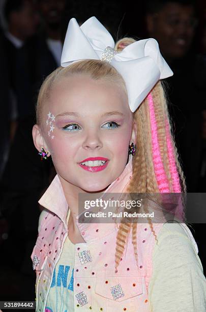 Dancer JoJo Siwa on the red carpet at JoJo Siwa from "Dance Moms" 13th Birthday 80's Dance Party at Madame Tussauds on May 16, 2016 in Hollywood,...