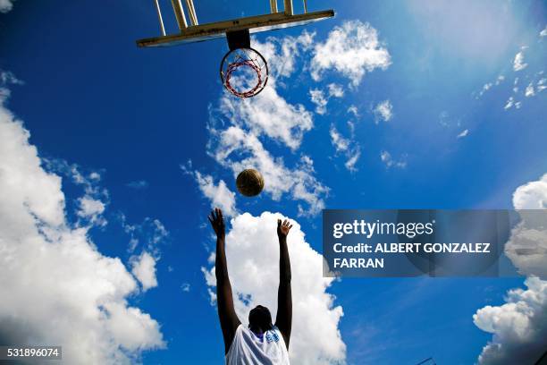 Member of the South Sudan Wheelchair Basketball Association plays during the weekly training session at the Basketball Stadium in Juba, South Sudan,...