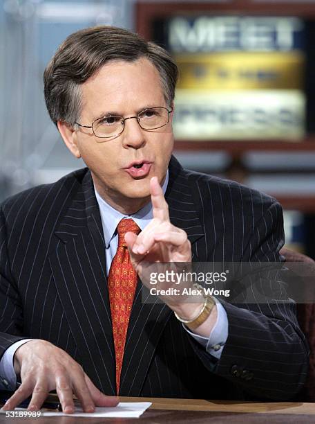 Reporter Pete Williams of NBC speaks on 'Meet the Press' July 3, 2005 during a taping at the NBC studios in Washington, DC. Williams talked about the...