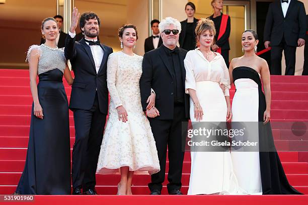 Actresses Inma Cuesta, Emma Suarez, Director Pedro Almodova, actress Adriana Ugarte, actor Daniel Grao and actress Michelle Jenner attend the...