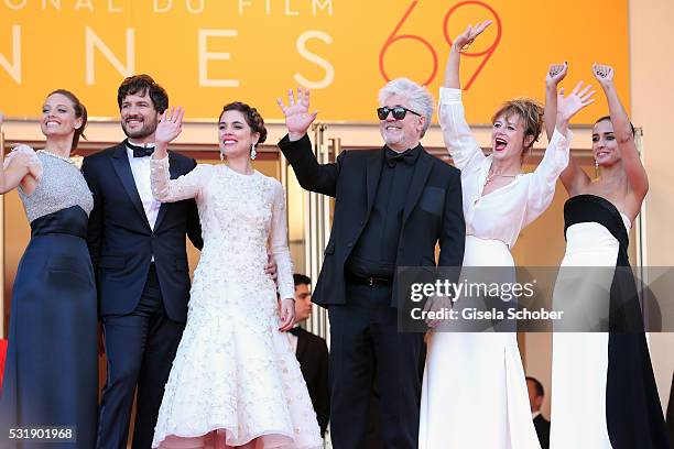 Actresses Inma Cuesta, Emma Suarez, Director Pedro Almodova, actress Adriana Ugarte, actor Daniel Grao and actress Michelle Jenner attend the...