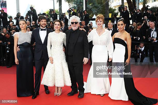 Actresses Inma Cuesta, Emma Suarez, Director Pedro Almodova, actress Adriana Ugarte, actor Daniel Grao and actress Michelle Jenner attend the...