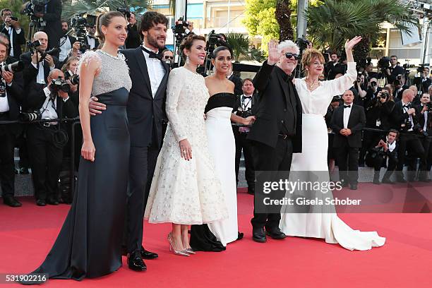 Actresses Emma Suarez, Director Pedro Almodovar, actress Inma Cuesta, actress Adriana Ugarte, actor Daniel Grao and actress Michelle Jenner attend...