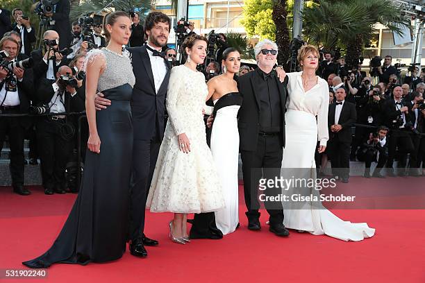 Actresses Emma Suarez, Director Pedro Almodovar, actress Inma Cuesta, actress Adriana Ugarte, actor Daniel Grao and actress Michelle Jenner attend...