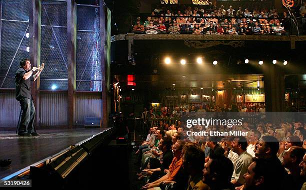 Comedian Greg Giraldo performs at the House of Blues inside the Mandalay Bay Resort & Casino on July 2, 2005 in Las Vegas, Nevada. Comedy Central is...