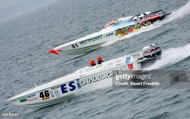 The boat of Wettpunkt.com crewed by Miles Jennings, Hannes Bohinc and Ed Williams-Hawke of Austria and the boat of Chaudron crewed by Aaron Chiantar...