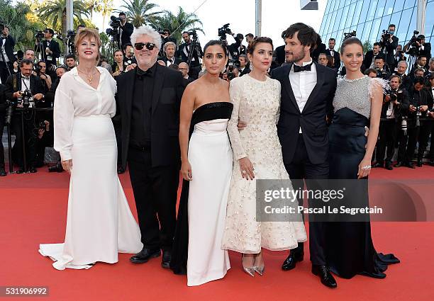 Actress Emma Suarez, Director Pedro Almodovar, actress Inma Cuesta, Adriana Ugarte, actor Daniel Grao and actress Michelle Jenner attend the...