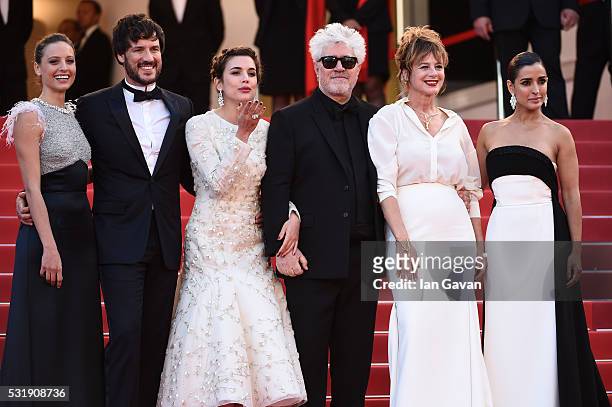 Actresses Inma Cuesta, Emma Suarez, Director Pedro Almodovar, actress Adriana Ugarte, actor Daniel Grao and actress Michelle Jenner attend the...