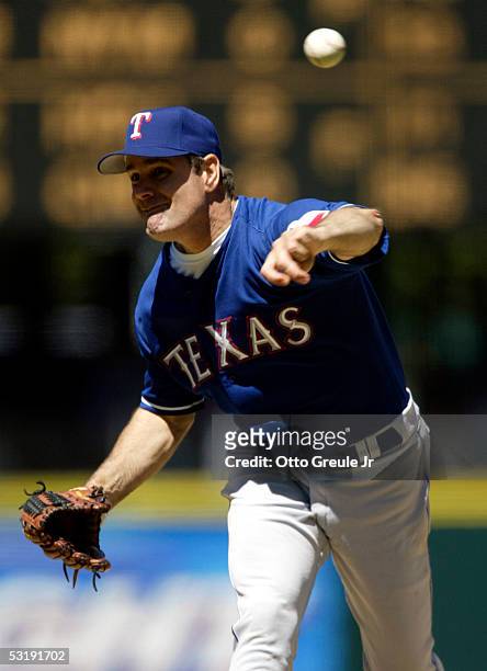 Starting pitcher Kenny Rogers of the Texas Rangers pitches against the Seattle Mariners on July 3, 2005 at Safeco Field in Seattle, Washington. The...
