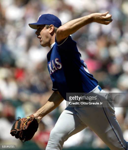 Starting pitcher Kenny Rogers of the Texas Rangers pitches against the Seattle Mariners on July 3, 2005 at Safeco Field in Seattle, Washington. The...