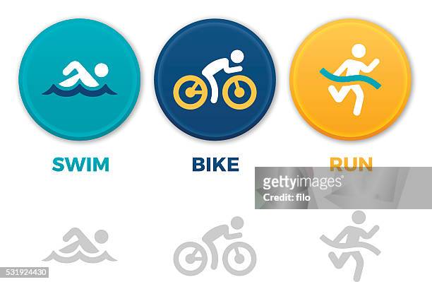 triathlon symbols - triathlon cycling stock illustrations