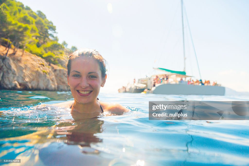 Young woman swimming