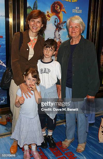 Fiona Bruce and family arrivesat the UK Premiere of "Madagascar" at the Empire Leicester Square on July 3, 2005 in London, England.