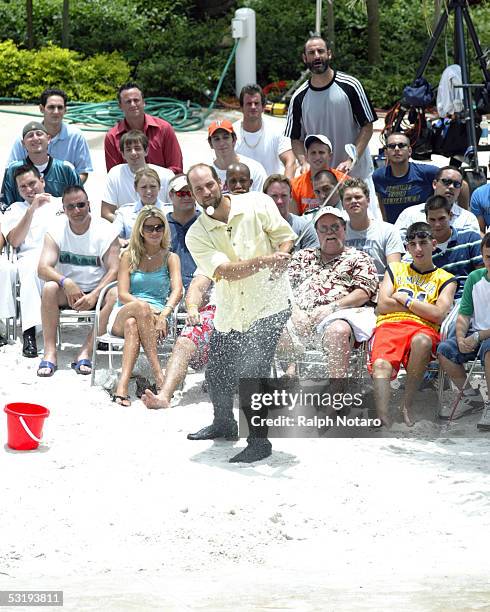 Atlanta Braves Pitcher John Smoltz hits golf balls into the pool during day 2 taping of Fox Sports Network's Best Damn Sports Show Period at the...