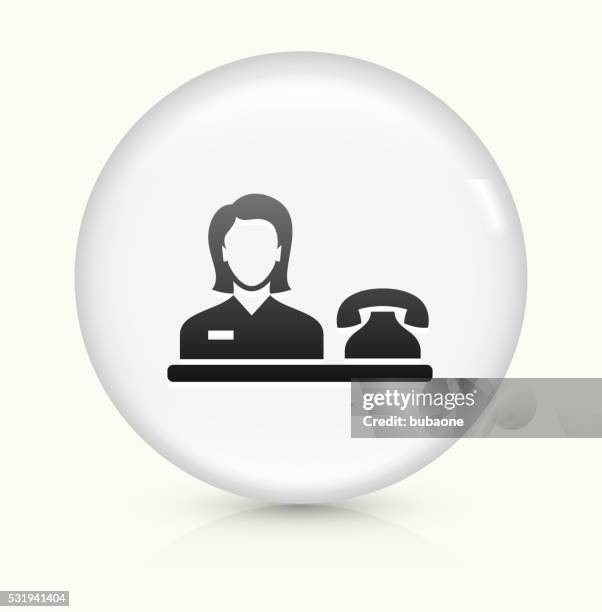 hotel receptionist icon on white round vector button - concierge stock illustrations