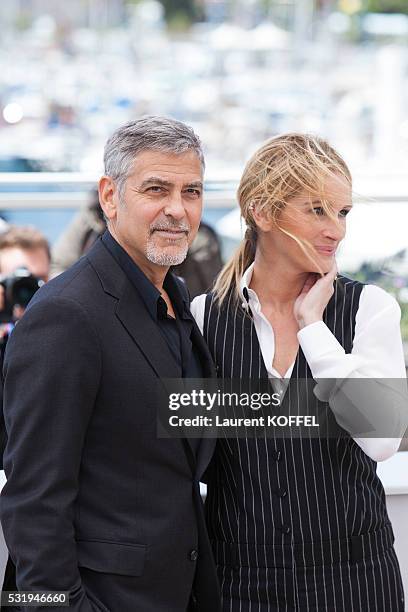 Julia Roberts and George Clooney attend the 'Money Monster' Photocall during the 69th annual Cannes Film Festival on May 12, 2016 in Cannes, France.