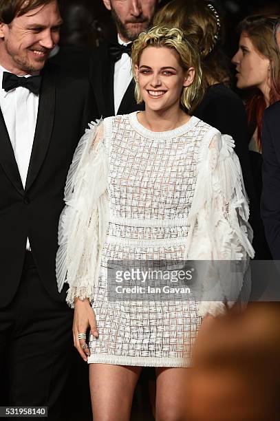 Actor Lars Eidinger and actress Kristen Stewart attend the "Personal Shopper" premiere during the 69th annual Cannes Film Festival at the Palais des...