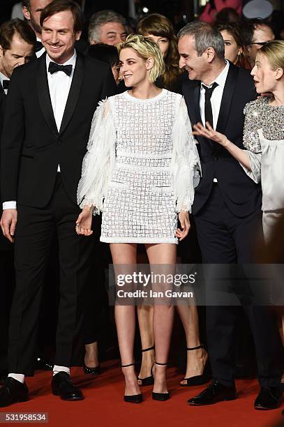 Actor Lars Eidinger, actress Kristen Stewart, director Olivier Assayas and actress Nora von Waldstaetten attend the "Personal Shopper" premiere...