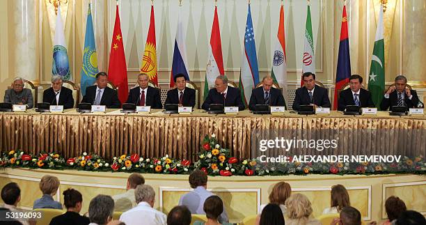 Astana , KAZAKHSTAN: Leaders at the Shanghai Cooperation Organization summit, India's Foreign Minister Natwar Singh, Iranian First Vice-President...