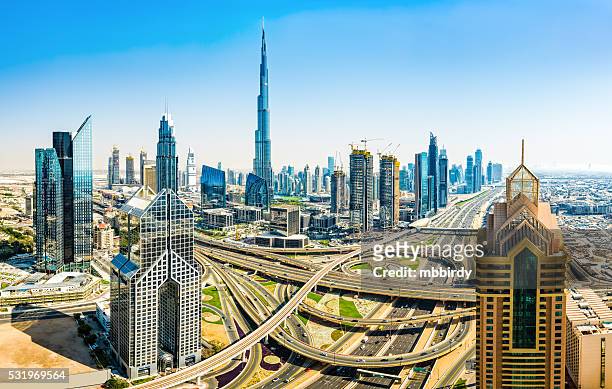 modern skyscrapers in downtown dubai, dubai, united arab emirate - west asia stock pictures, royalty-free photos & images