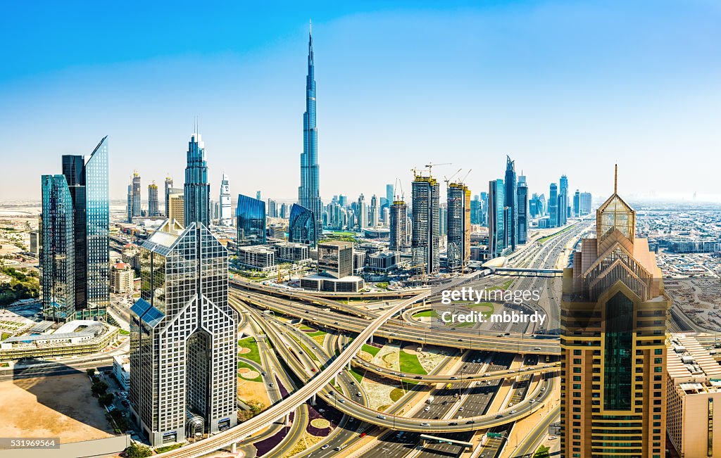 Modern skyscrapers in Downtown Dubai, Dubai, United Arab Emirate