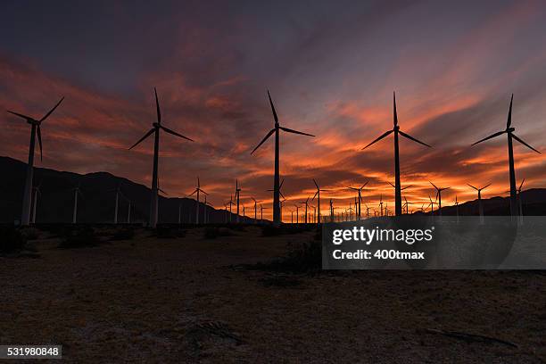 coachella valley wind turbines - coachella sunset stock pictures, royalty-free photos & images