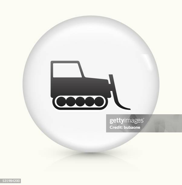 shoveling machine icon on white round vector button - front end loader stock illustrations