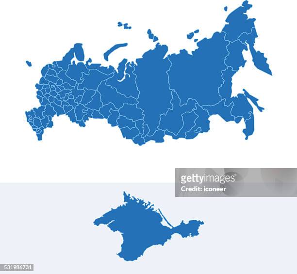 stockillustraties, clipart, cartoons en iconen met russia simple blue map on white background - russia map