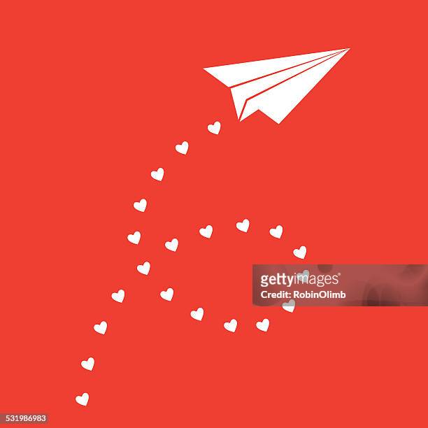 paper airplane valentine - robinolimb heart stock illustrations