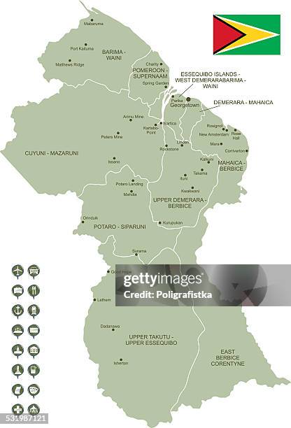 map of guyana - georgetown guyana stock illustrations