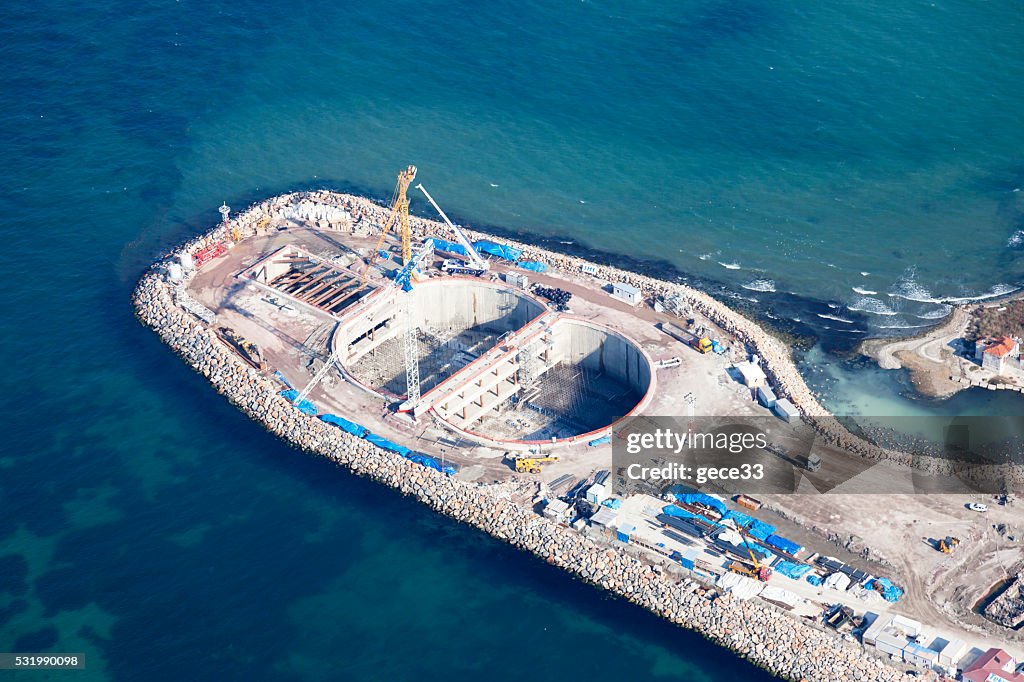 Aerial View Construction of Bridge izmit,Turkey