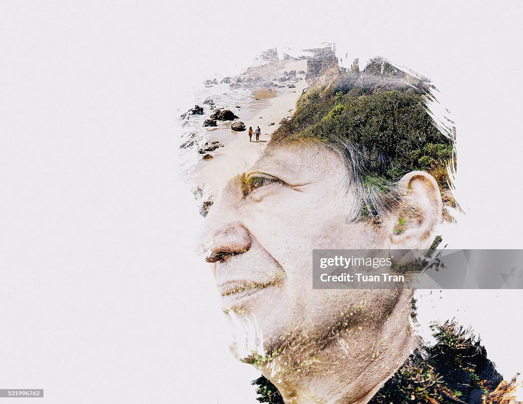 Double exposure of man and nature