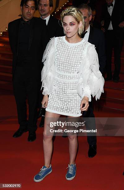 Kristen Stewart departs from the 'Personal Shopper' premiere during the 69th annual Cannes Film Festival at the Palais des Festivals on May 17, 2016...