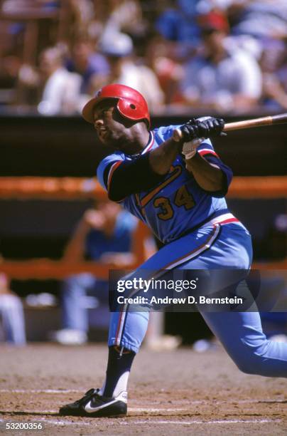 Kirby Puckett of the Minnesota Twins takes a swing during a game against the California Angels at Anaheim Stadium circa 1984-1995 in Anaheim,...