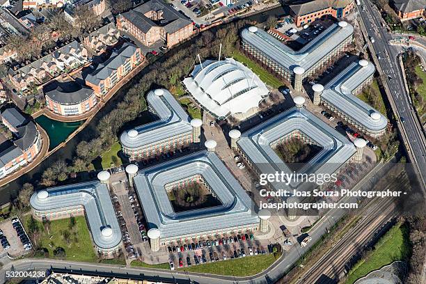 aerial view of the hm revenue & customs offices in nottingham city. - joas souza stock pictures, royalty-free photos & images