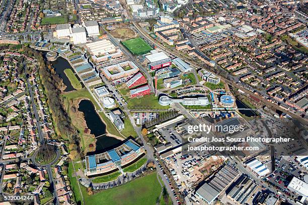 aerial view of the university of nottingham, jubilee campus - joas souza stock pictures, royalty-free photos & images