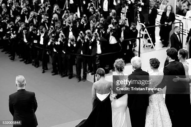 Cast of the movie attend the "Personal Shopper" premiere during the 69th annual Cannes Film Festival at the Palais des Festivals on May 17, 2016 in...