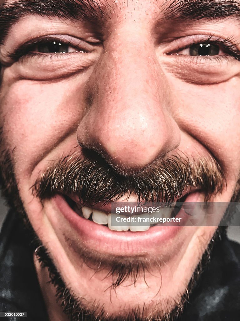Human face beard close up