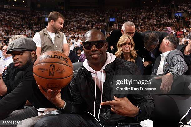 Subban and Terrell Owens looks on during the game between the Toronto Raptors and the Miami Heat during Game Five of the Eastern Conference...