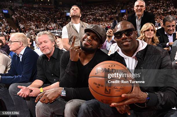 Subban and Terrell Owens looks on during the game between the Toronto Raptors and the Miami Heat during Game Five of the Eastern Conference...