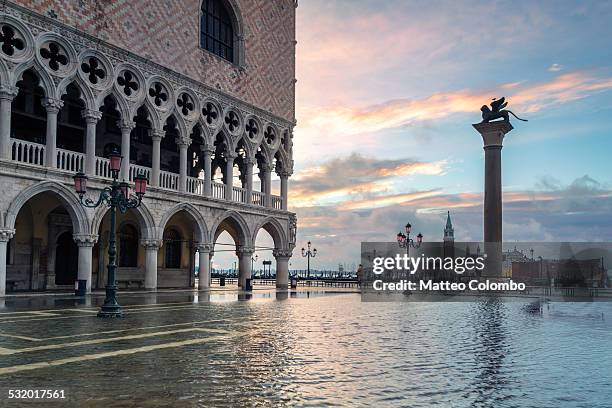 st mark's square flooded with acqua alta, venice - venice flooding stock pictures, royalty-free photos & images